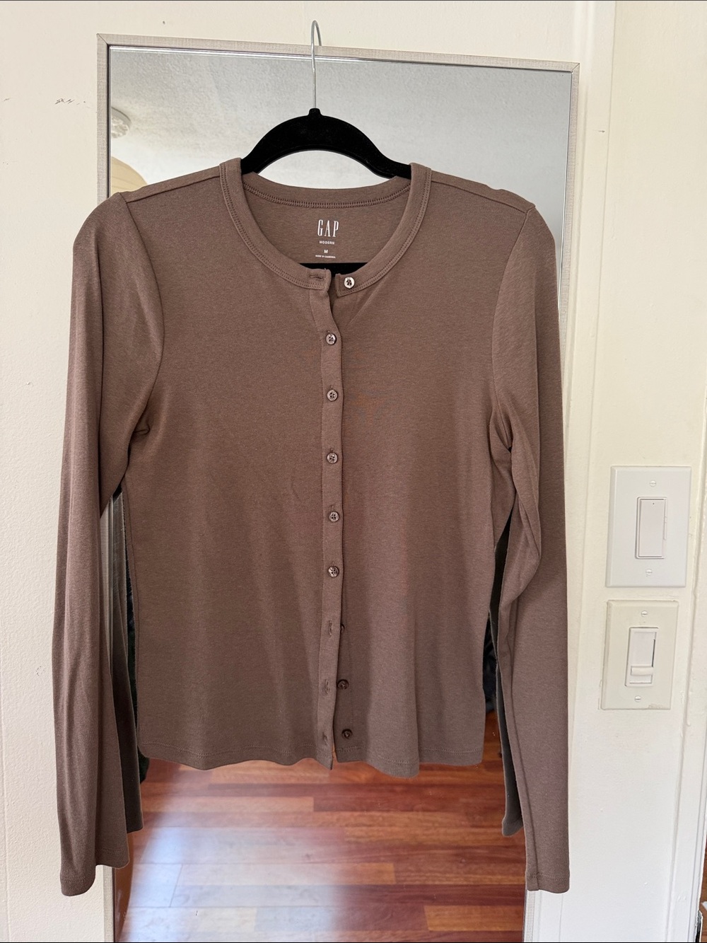 GAP Taupe Button-Front Long Sleeve Cardigan